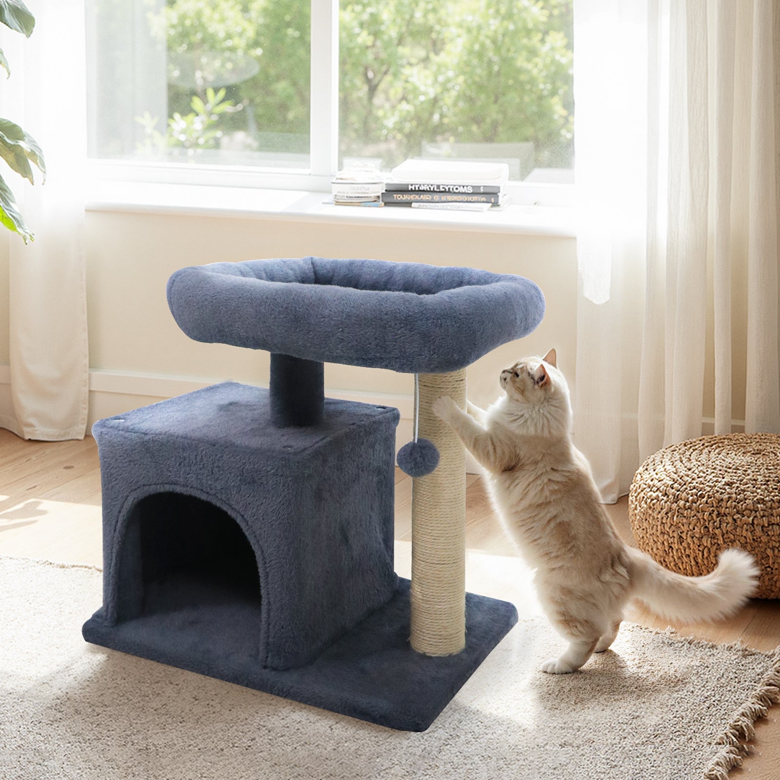 Small Cat Tree with Large Padded Plush Perch for Indoor Cats - Majestic Pet Kingdom