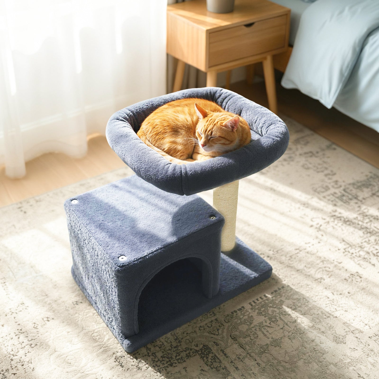 Small Cat Tree with Large Padded Plush Perch for Indoor Cats - Majestic Pet Kingdom