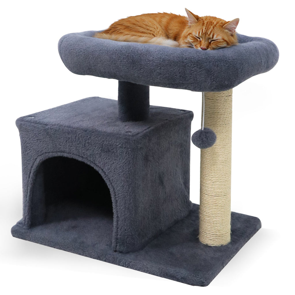 Small Cat Tree with Large Padded Plush Perch for Indoor Cats - Majestic Pet Kingdom