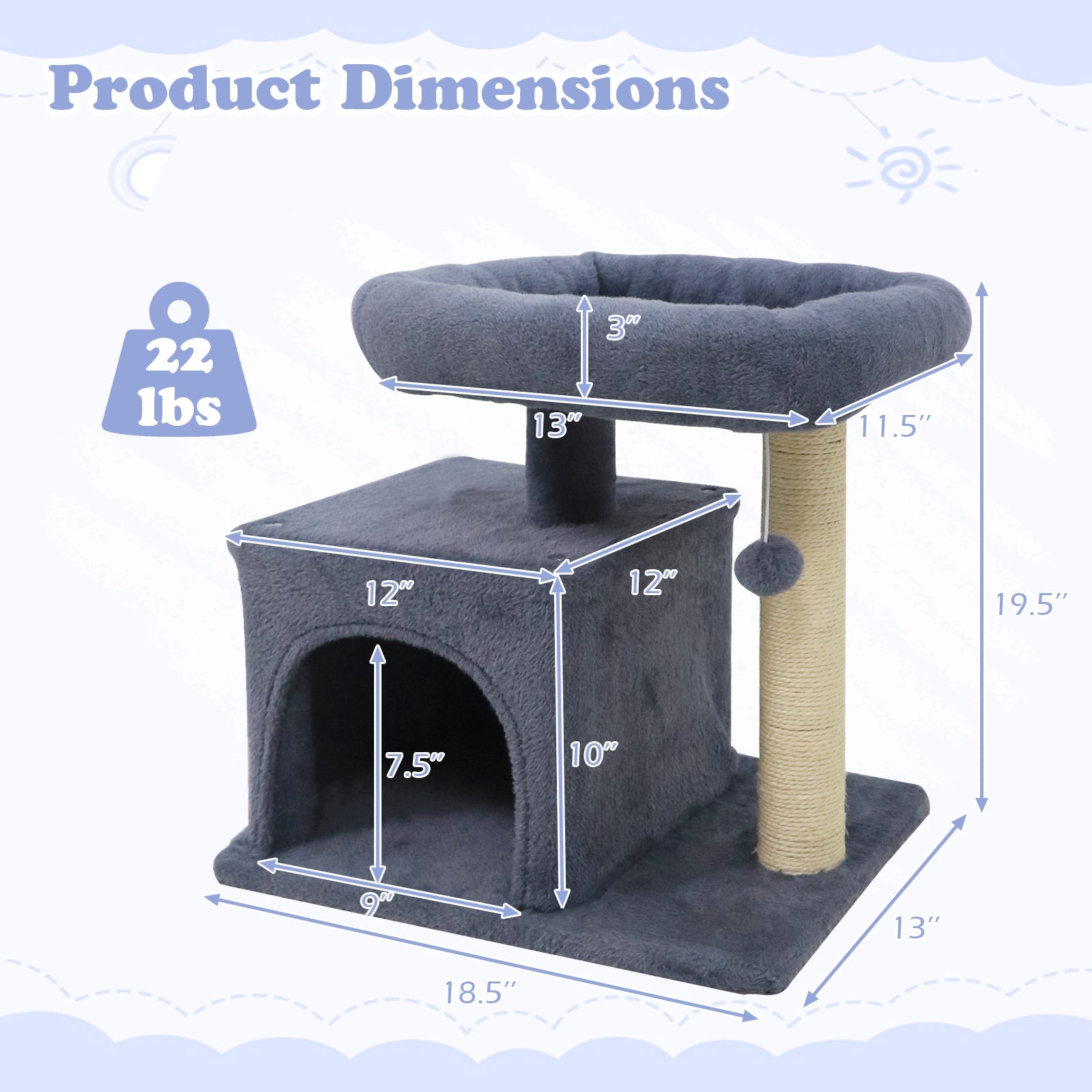 Small Cat Tree with Large Padded Plush Perch for Indoor Cats - Majestic Pet Kingdom