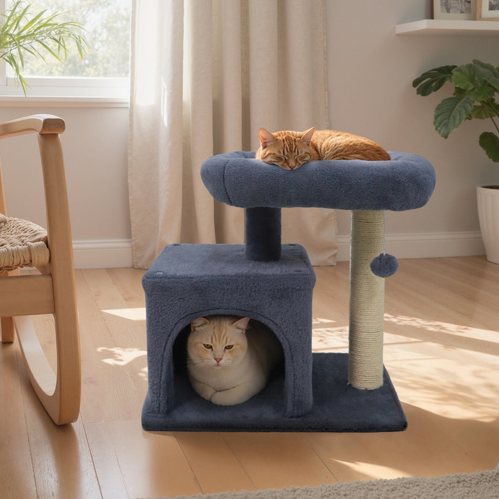 Small Cat Tree with Large Padded Plush Perch for Indoor Cats - Majestic Pet Kingdom