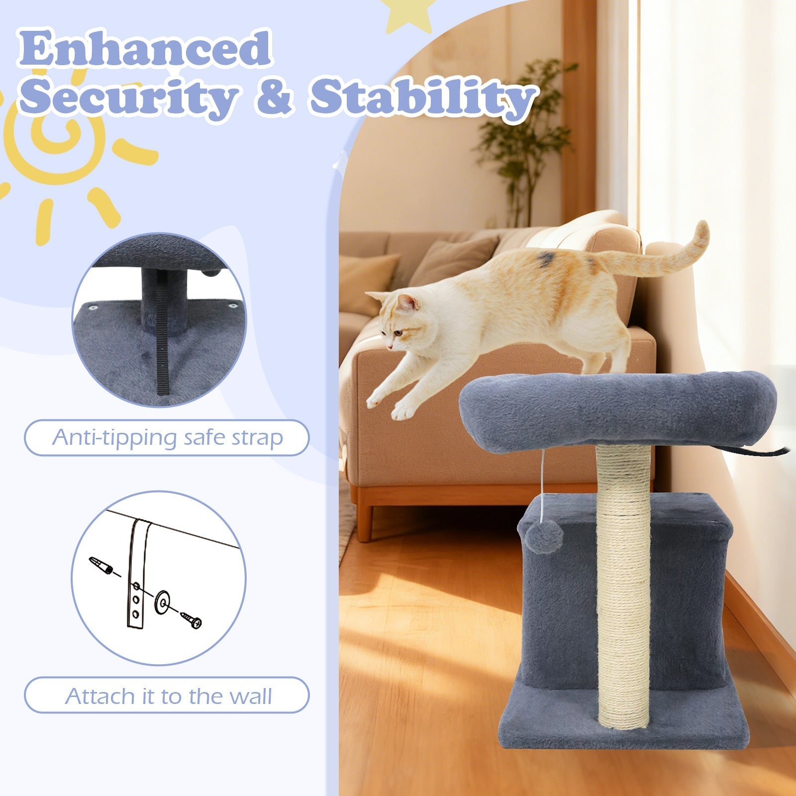 Small Cat Tree with Large Padded Plush Perch for Indoor Cats - Majestic Pet Kingdom