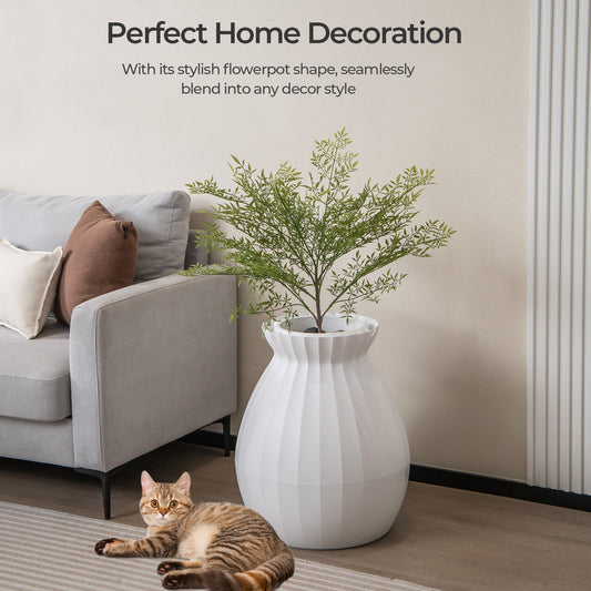 Smart Plant Cat Litter Box with Electronic Odor Removal and Sterilization-White | Purrfect Pet Kingdom