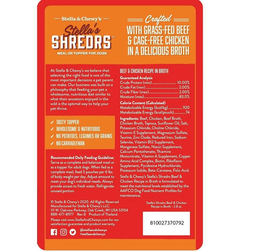 Stella & ’s Shredrs Beef & Chicken Dog Food (2.8oz) - Majestic Pet Kingdom