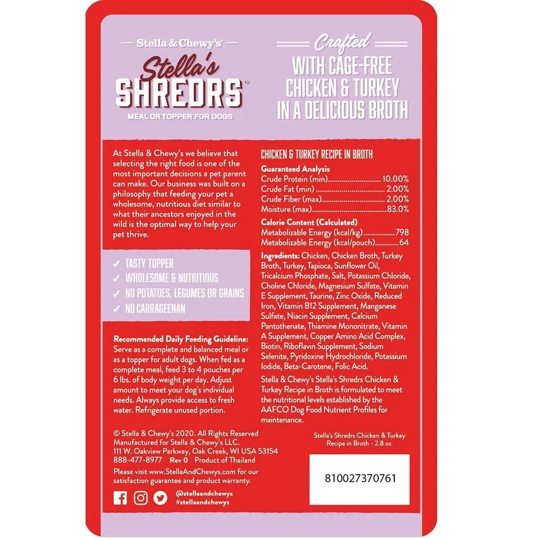Stella & 's Shredrs Chicken & Turkey Dog Food (2.8oz) - Majestic Pet Kingdom