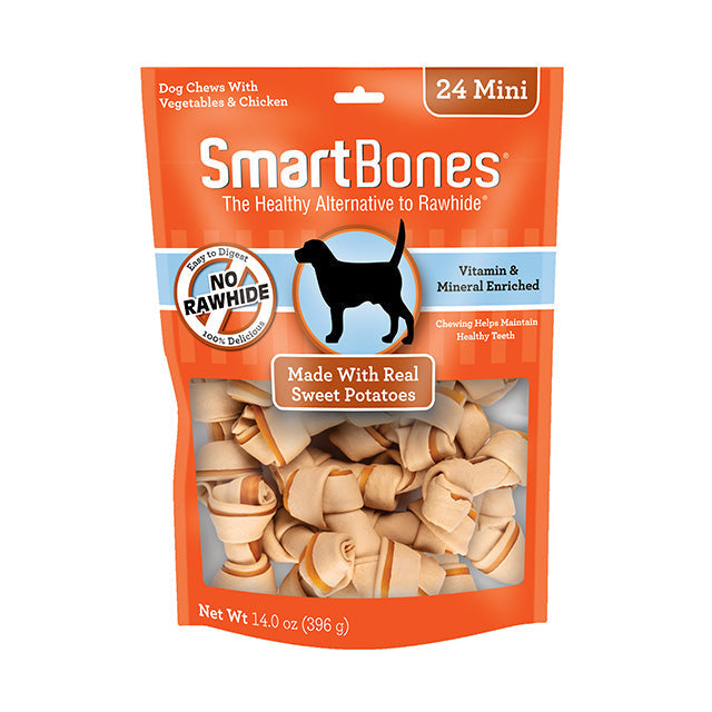 Dog Chews SmartBones Sweet Potato Rawhide-Free Mini Bones 24