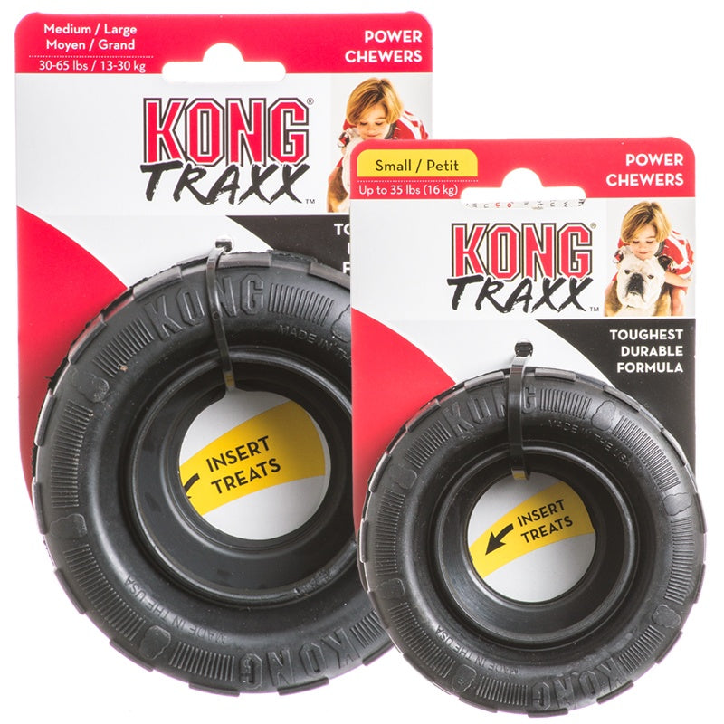 Dog Chew Toy KONG Traxx Tire Shape Durable Rubber Wheel Toy