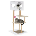 Tall Wood Cat Tower with 2 Corrugated Cardboard-White - Majestic Pet Kingdom
