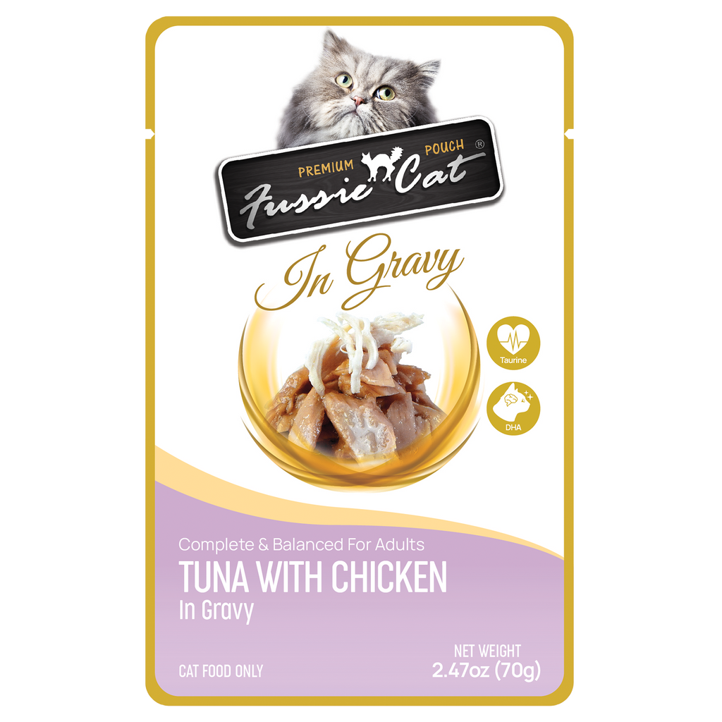 Fussie Cat Pouch - Tuna with Chicken in Gravy (2.47oz) - Majestic Pet Kingdom