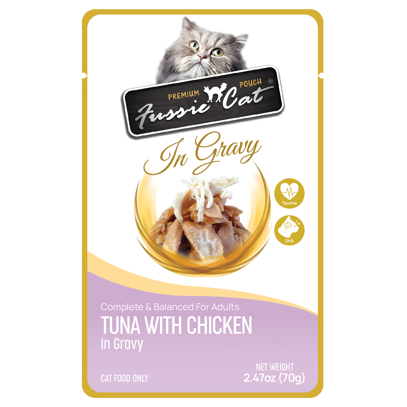 Fussie Cat Pouch - Tuna with Chicken in Gravy (2.47oz) - Majestic Pet Kingdom