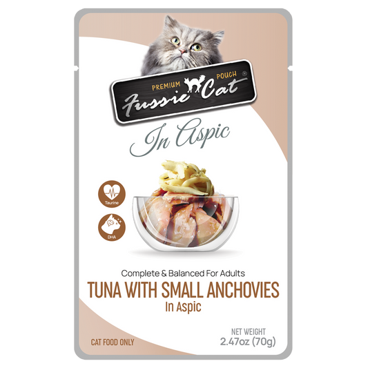 Fussie Cat Pouch - Tuna with Small Anchovies in Aspic (2.47oz) - Majestic Pet Kingdom