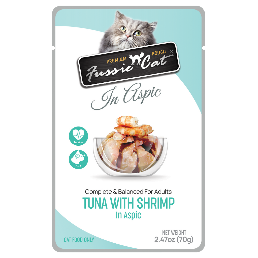 Fussie Cat Pouch - Tuna with Shrimp in Aspic (2.47oz) - Majestic Pet Kingdom