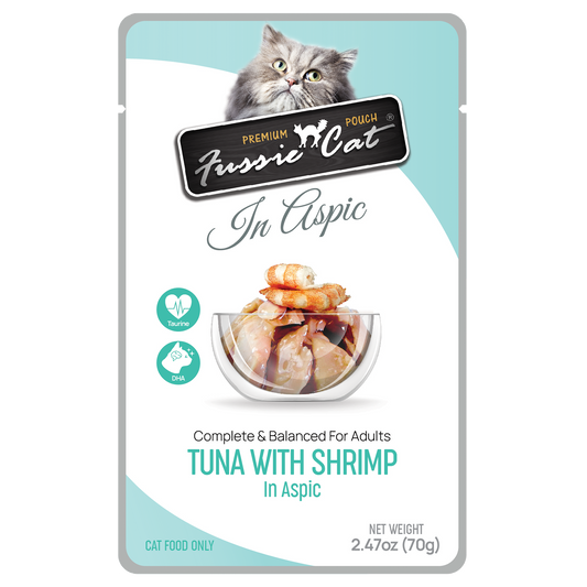 Fussie Cat Pouch - Tuna with Shrimp in Aspic (2.47oz) - Majestic Pet Kingdom
