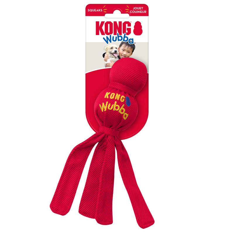 Dog Tug Toy KONG Classic Wubba Reinforced Nylon Tails Fetch