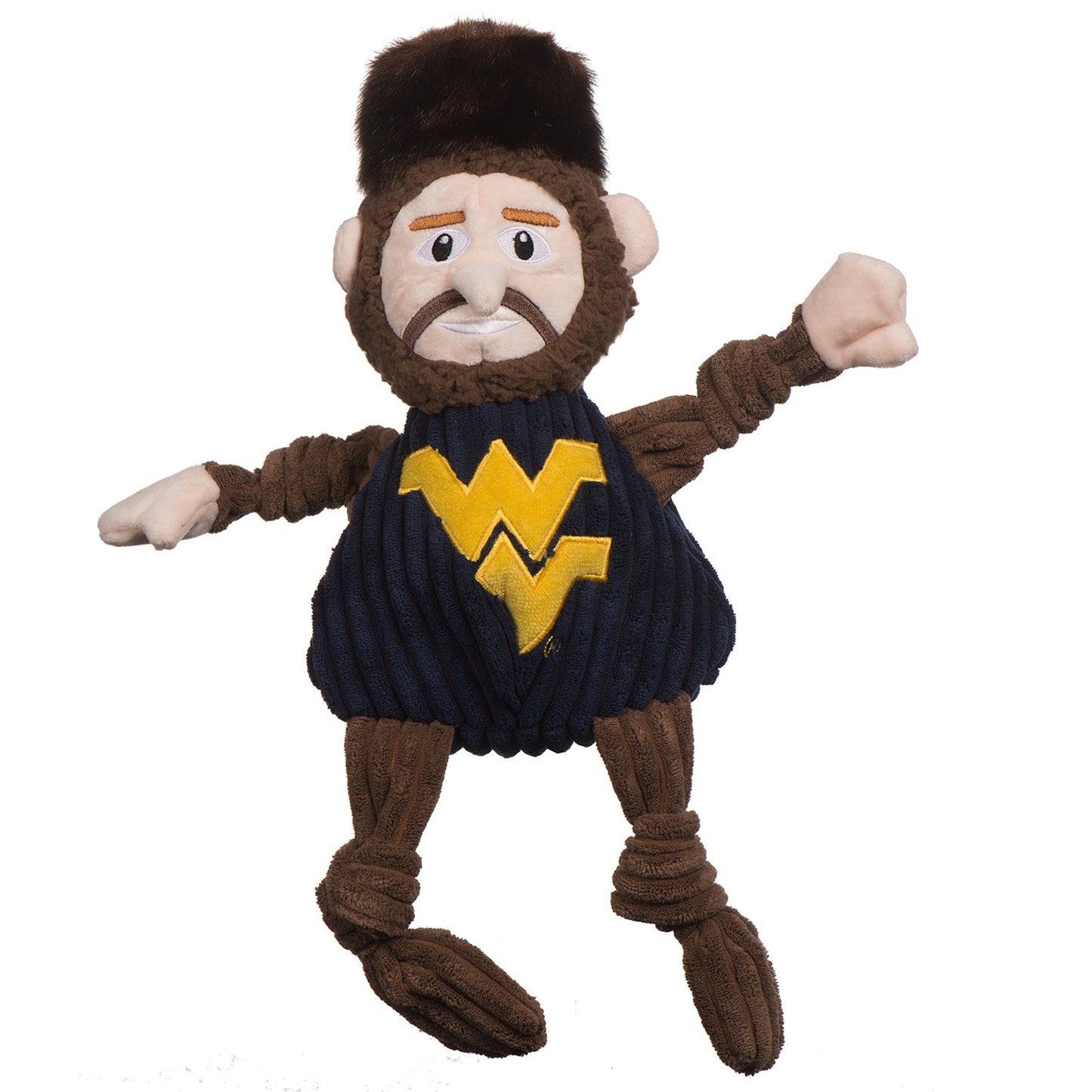 Dog Plush Toy NCAA West Virginia Mountaineer Knottie Squeak - Main Feature View | Majestic Pet Kingdom