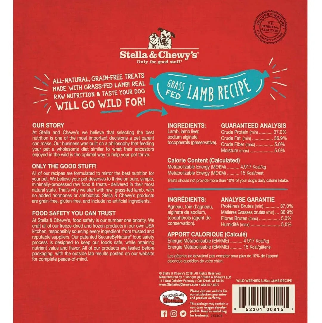 Dog Treats Stella & Chewys Wild Weenies Lamb Bites 3.25oz Bag - Detail Angle 2 | Majestic Pet Kingdom