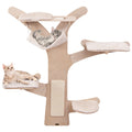 Wall-Mounted Cat Tower with Hammock Platforms and Sisal Scratching Mat-Natural - Majestic Pet Kingdom