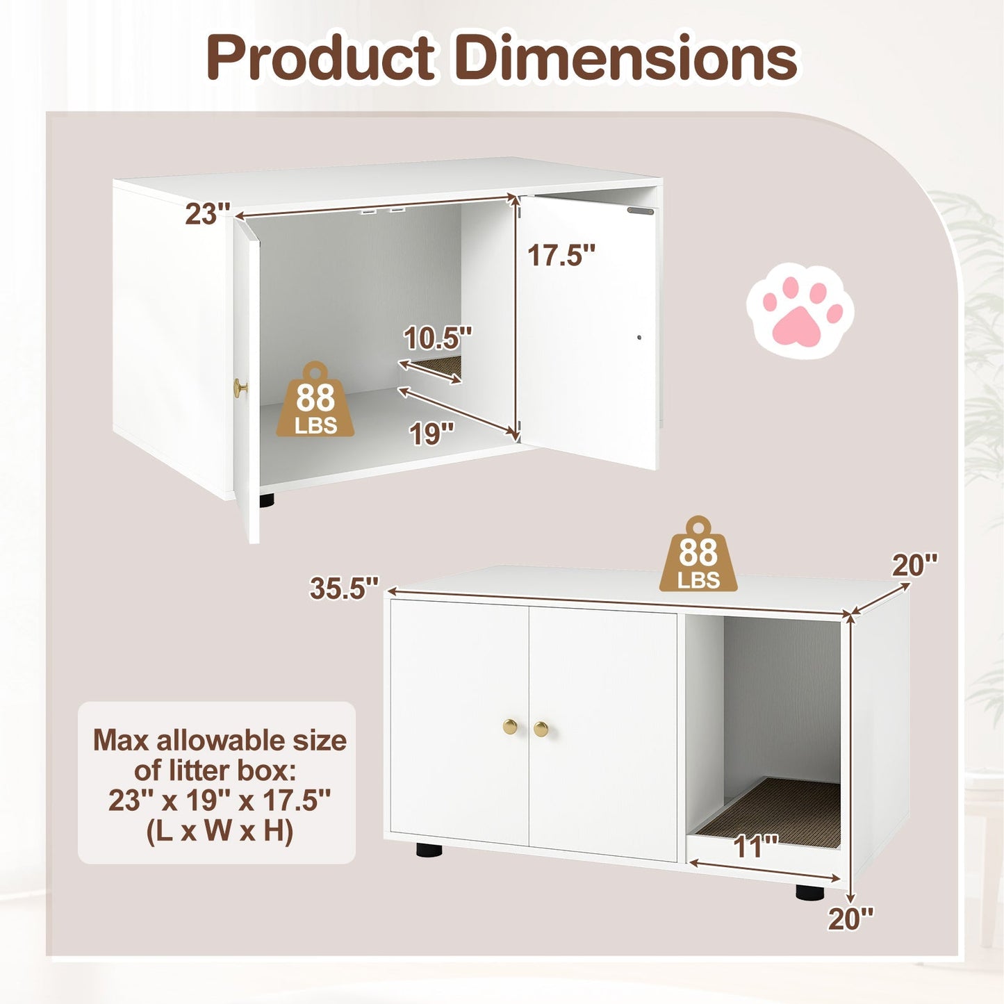 Wooden Cat Litter Box Enclosure Hidden Litter Box Furniture with Scratching Board | Purrfect Pet Kingdom