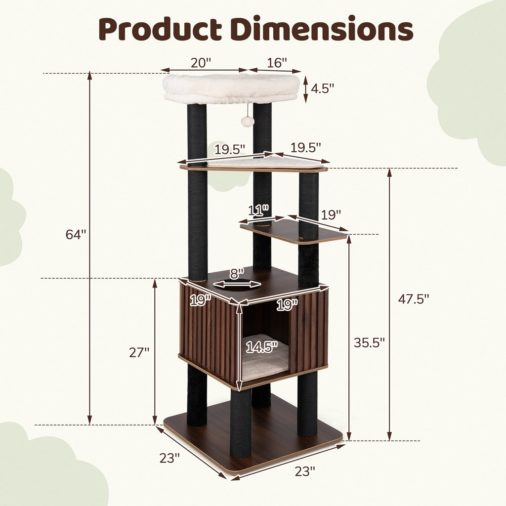 Wooden Cat Tower Top Perch with Soft Padding-Brown - Majestic Pet Kingdom