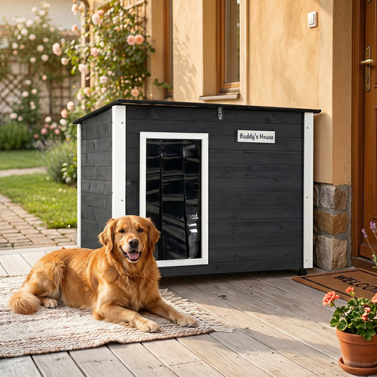 Wooden Dog House Outdoor with Openable Roof - Large | Purrfect Pet Kingdom