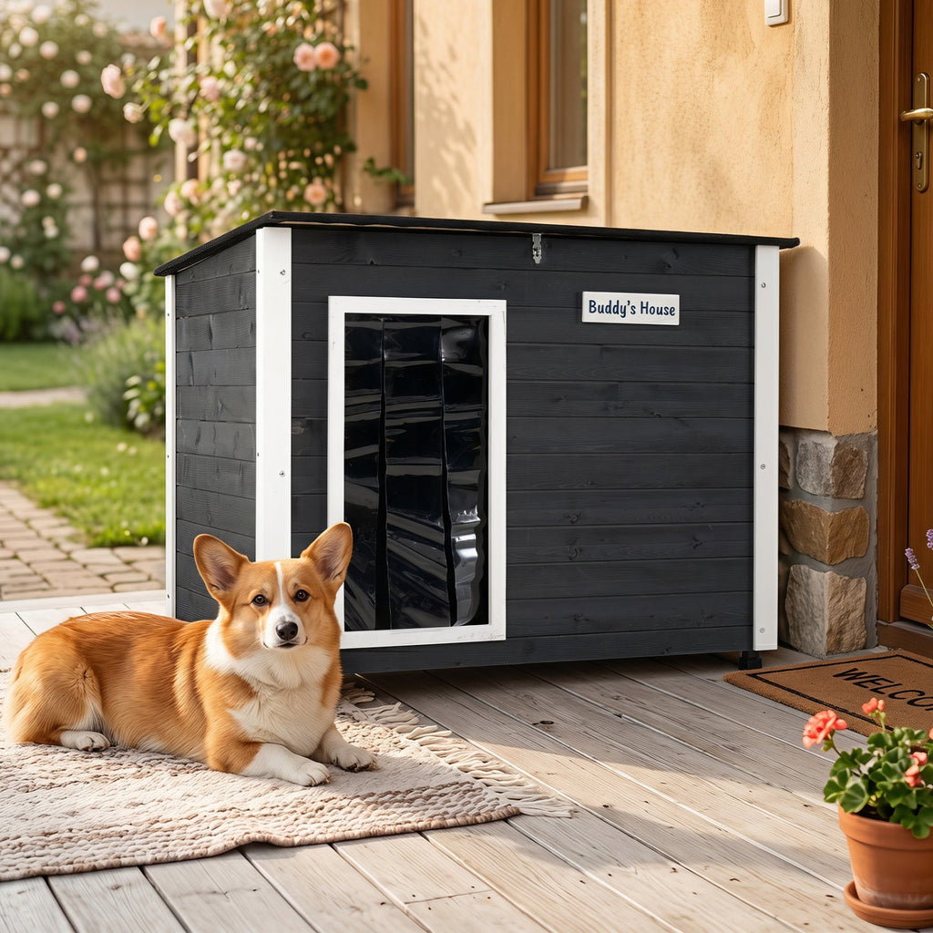 Wooden Dog House Outdoor with Openable Roof - Large