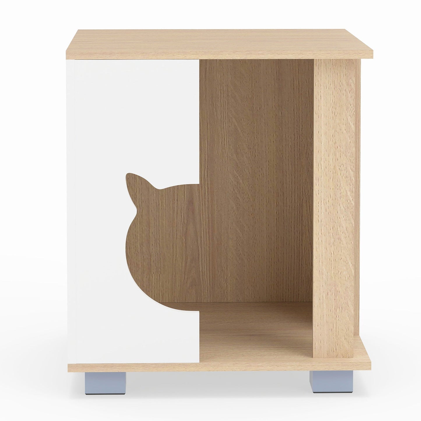 Cat House Wooden Semi-Enclosed Condo Kitty Entry Metal Legs - Detail Angle 3 | Majestic Pet Kingdom