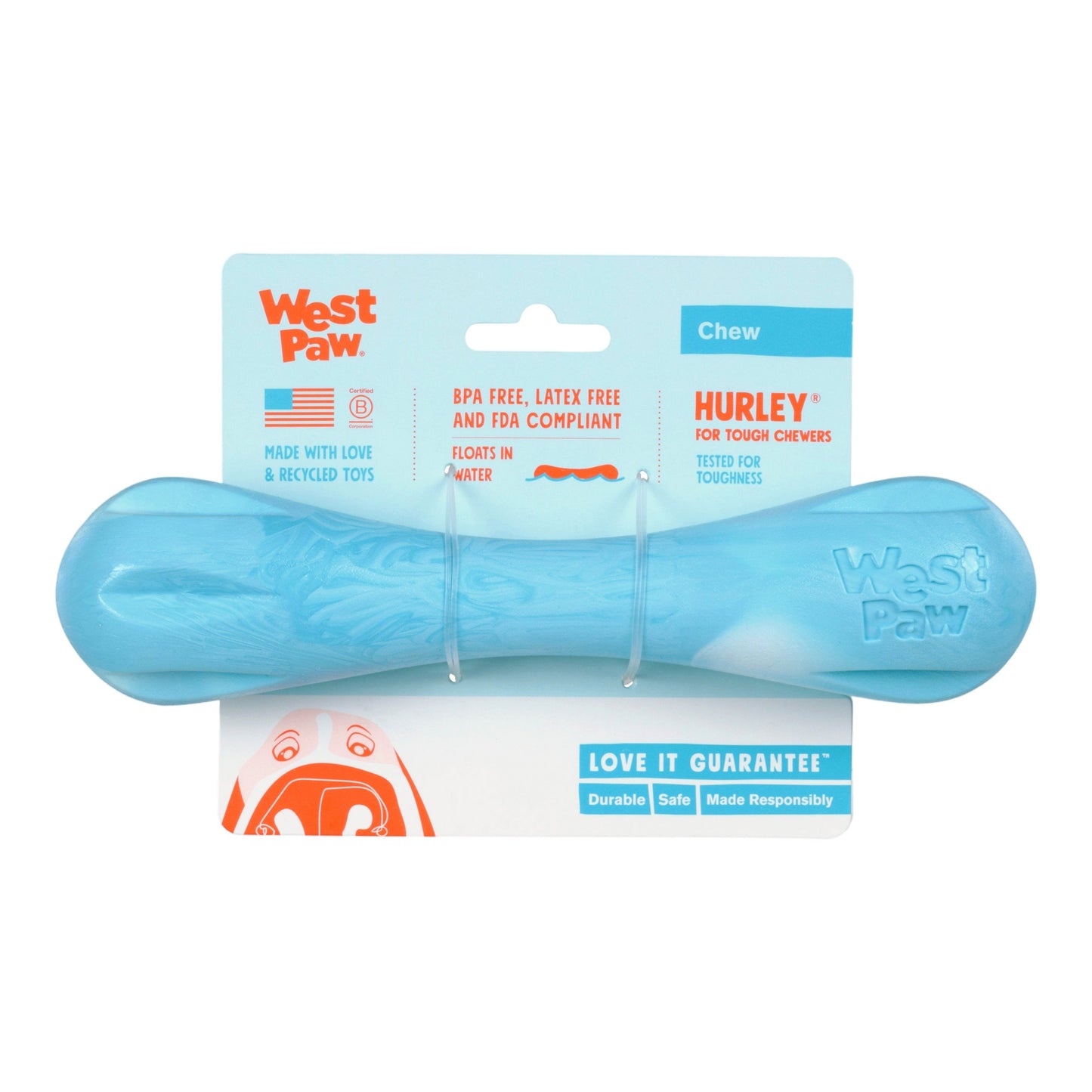 Dog Chew Toy Hurley Aqua Swirl Bone Fetch Toy Tough Chewers - Detail Angle 6 | Majestic Pet Kingdom