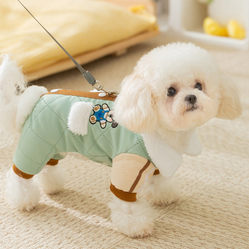 Warm And Thick Maillard Pocket Patch Four-legged Cotton Coat For Dogs In Autumn And Winter. Pet Clothing For Small And Medium-sized Dogs And Cats - Premium Pet Accessory
