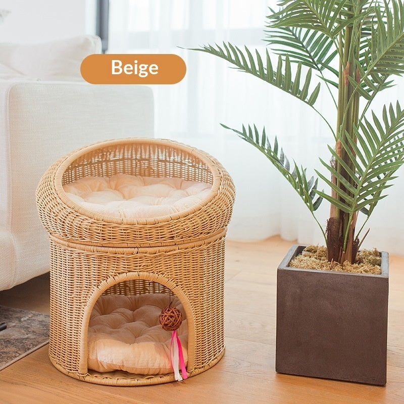 Warm Knitted Pet Bed Double-Layer Large Space Cat Bed