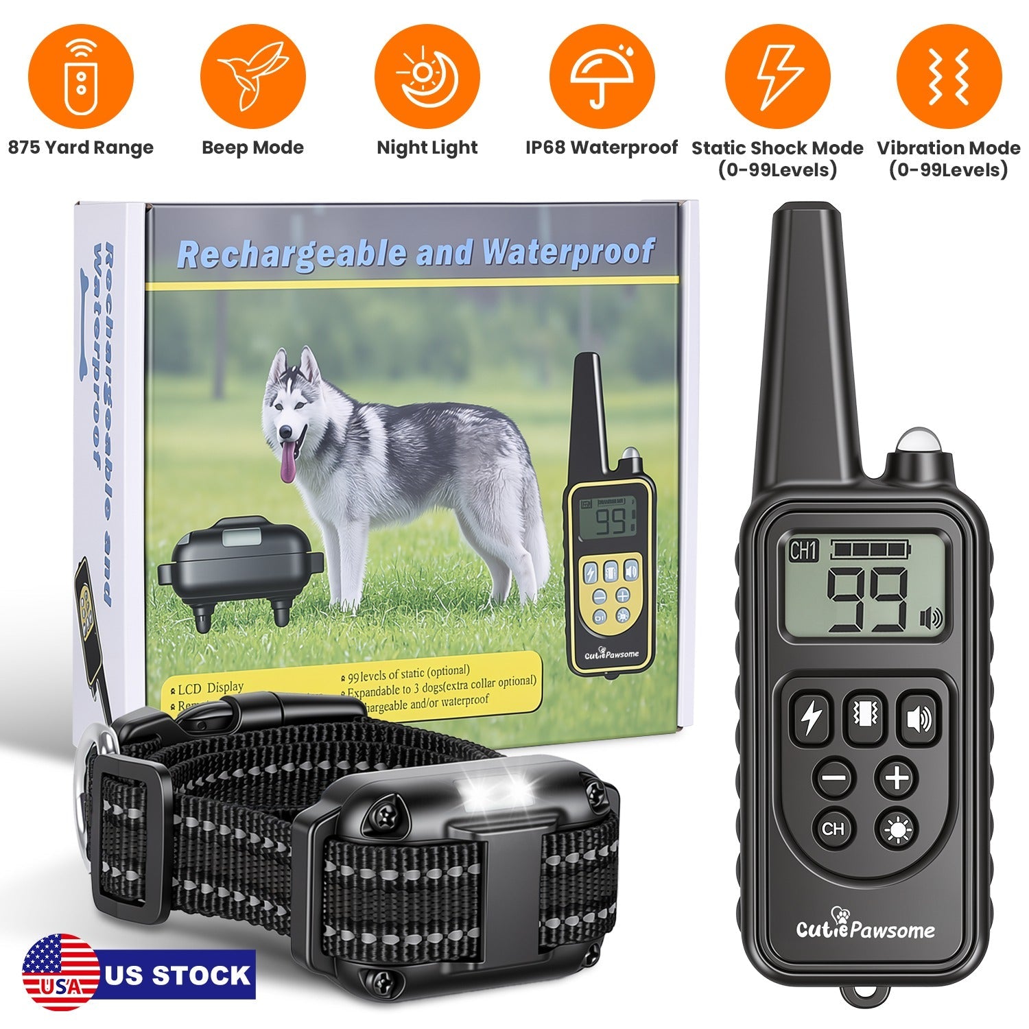 Rechargeable Dog Training Collar with Remote – 875 Yard Range - Majestic Pet Kingdom