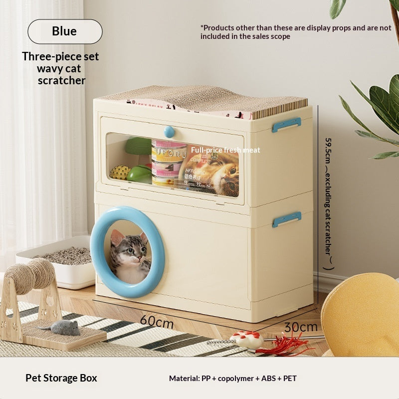 Multi-functional Pet Storage Box With A Cat Scratcher