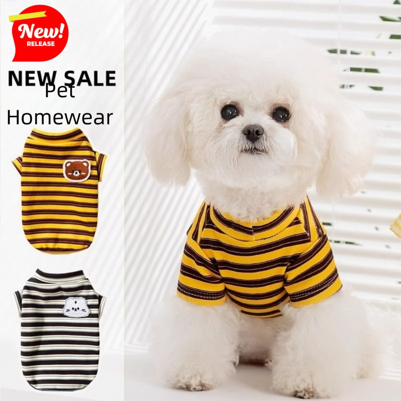Dog Clothes, Autumn And Winter Striped Animal Base Shirts, Teddy Bichon Frise, Small And Medium-sized Dog, Cat Two-legged Pet Clothes - Premium Pet Accessory