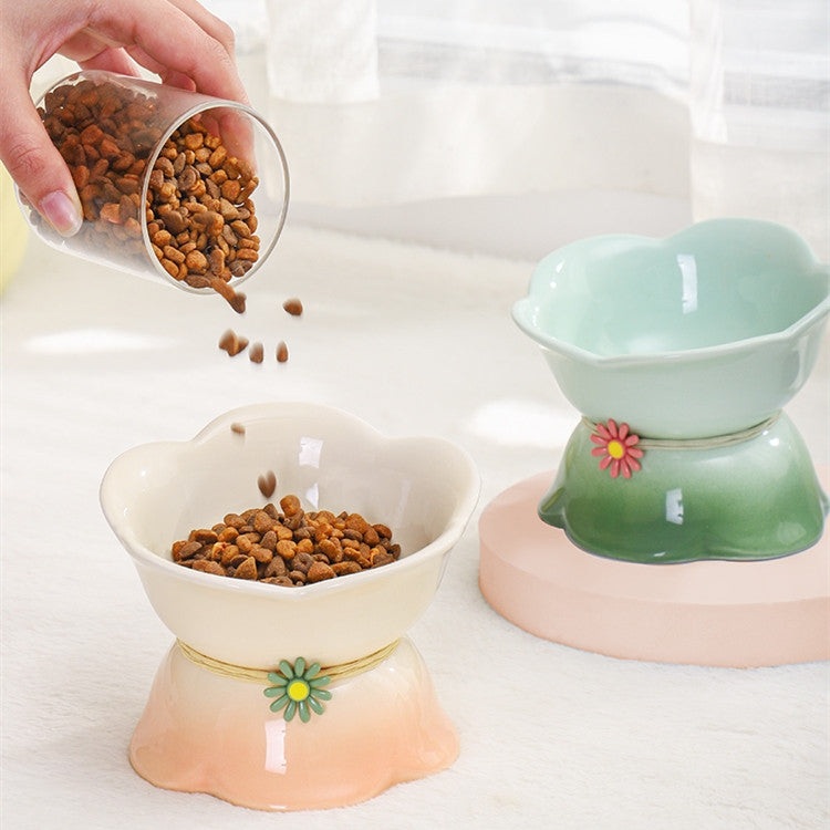 Cute Cat Bowl Ceramic Flower Gradient - Majestic Pet Kingdom