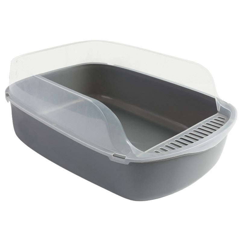 Cat Litter Box Semi-Closed Anti-Sand Litter Basin Pan