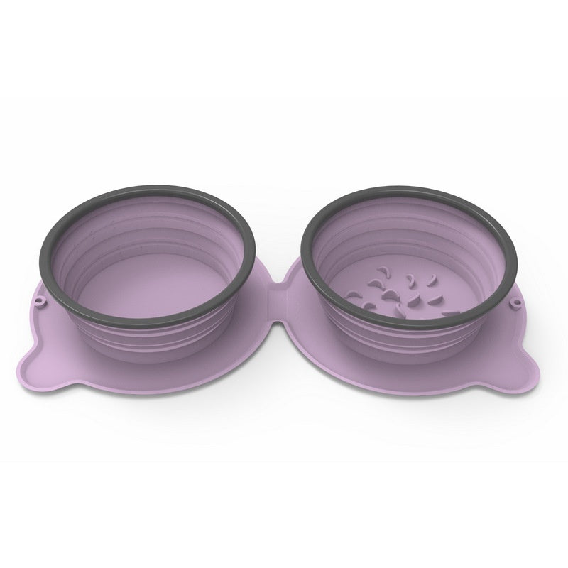 Dog Bowls Foldable Silicone Double Travel Slow Feeder Dishes - Detail Angle 6 | Majestic Pet Kingdom