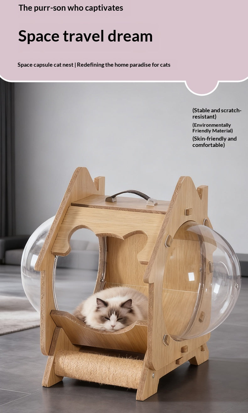 Cat Tree Space Capsule Bubble Multi-Functional Scratching House - Detail Angle 4 | Majestic Pet Kingdom