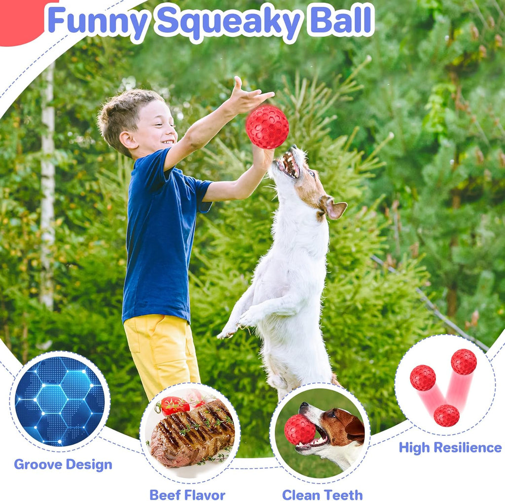 Indestructible Squeaky Dog Ball Relieves Anxiety Cleans Teeth Interactive Chew Toy For Aggressive Chewers Dog Toy For Large Breeds Outdoor Waterproof