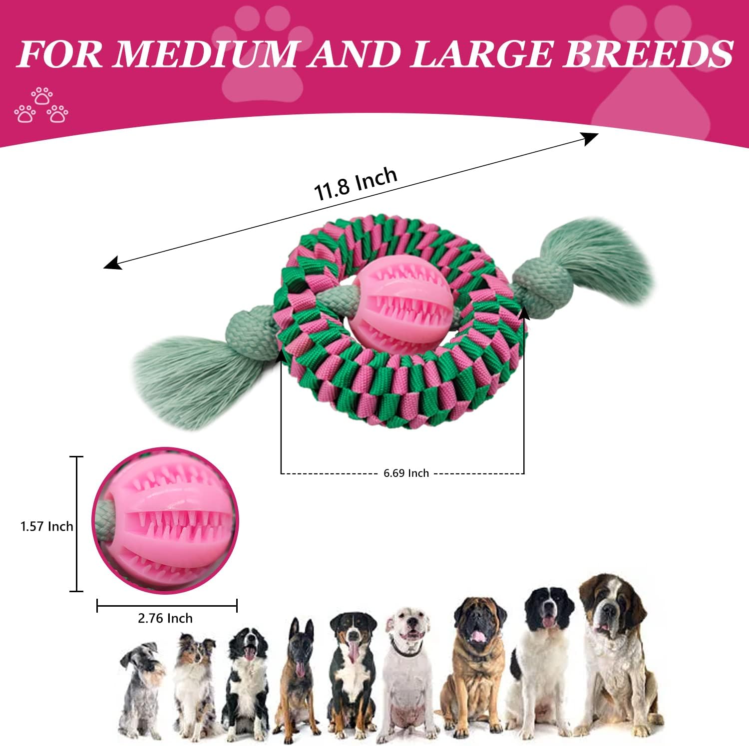 Superior Dog Chew Toy For Interaction, Made Of Durable Nylon And Natural Rubber Perfect For Teeth Cleaning, Exercise  And Stress Relief   Animal Lover's Essential Gift