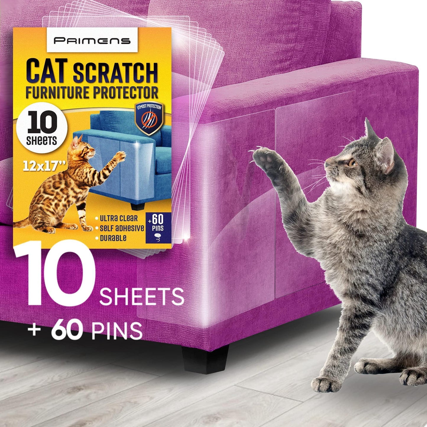 Cat Scratch Furniture Protectors - 10 XL Sofa Sheets