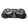 Large Silicone Pet Bowl Double Dog Bowl Stainless Steel - Majestic Pet Kingdom