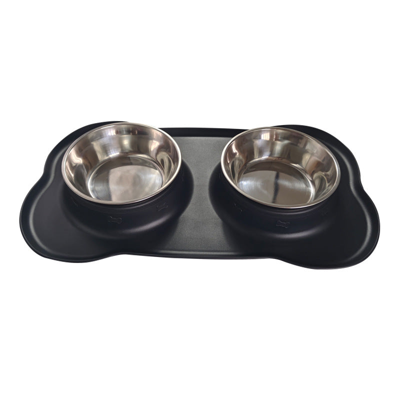 Large Silicone Pet Bowl Double Dog Bowl Stainless Steel - Majestic Pet Kingdom