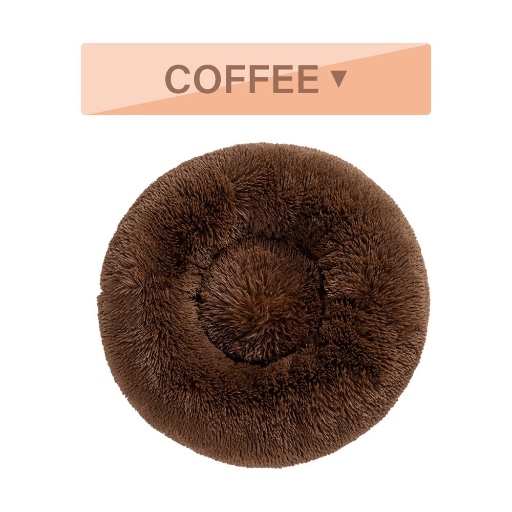 Fluffy Donut Dog Bed Warm Soft Long Plush Pet Cushion Dog House Cat Bed Washable Pet Sofa Mat Calming Samll Large Dog Beds - Majestic Pet Kingdom
