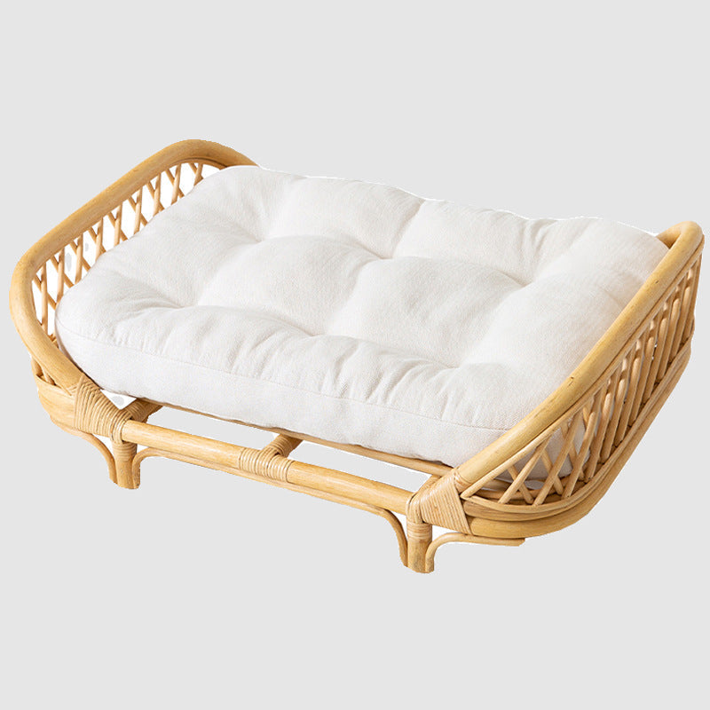 Dog House Elevated Wicker Rattan Shelter for Small Dogs