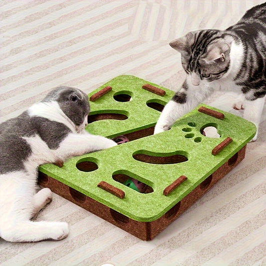 Interactive Cat Puzzle Toy With Maze Tunnel, Bell Ball & Pathways - No Batteries Needed, Durable Felt Construction - Mental Stimulation & Hunting Exercise For Indoor Cats - Pet Exercise Toy For All Br | Purrfect Pet Kingdom