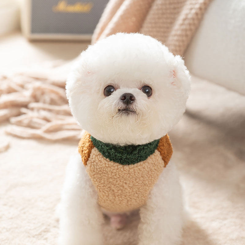 Wake Me In The Spring Squirrel Patch Pet Fleece Jacket, Color-Block Dog Coat With Leash Ring  Pockets | Purrfect Pet Kingdom
