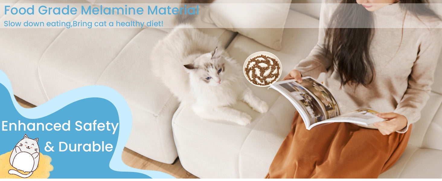Cat Slow Feeding Bowl Anti-swallowing Healthy Diet Pet Food Bowl Non-slip Whale-shaped Raised Edge Anti-spill-over