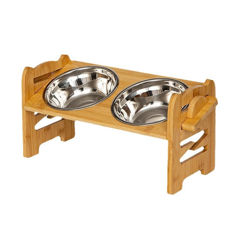 Dog Bowls Elevated Stainless Steel Double Dishes Rolling Stand - Detail Angle 4 | Majestic Pet Kingdom