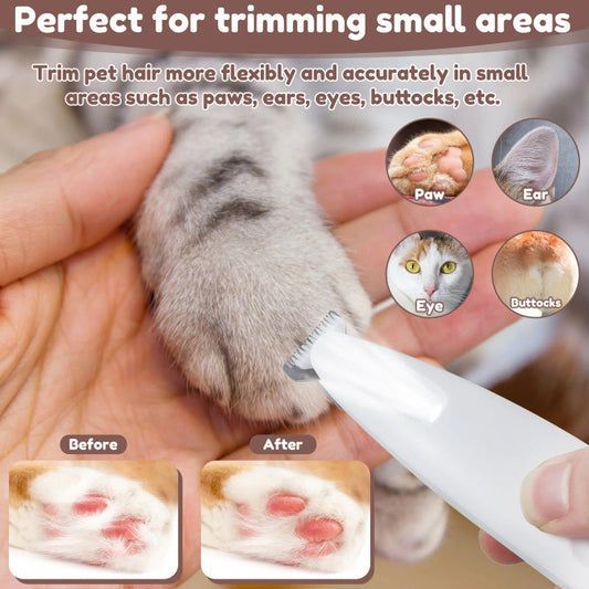 Dog Paw Trimmer Waterproof LED Light Cordless Grooming Clipper