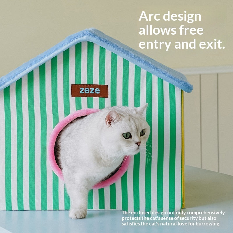Foldable Enclosed Space-saving Warm Cat Sleeping House