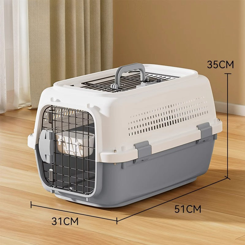 Sided Pet Carrier For Small Dogs & Cats, Airline Approved Travel Crate With Enhanced Security Latches, Front & Top Load Wire Door, Food Bowl For Traveling, Hiking, Camping | Purrfect Pet Kingdom